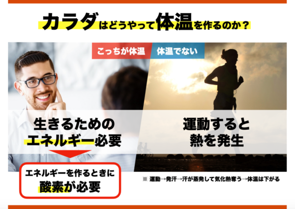 カラダの体温の作り方についてわかりやすくまとめた画像