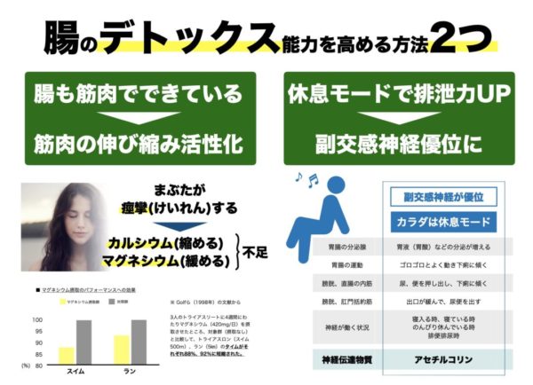 腸のデトックス能力を高める２つの方法を説明する図表
