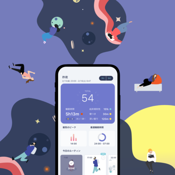 ニューロスペースの睡眠改善アプリを説明する図